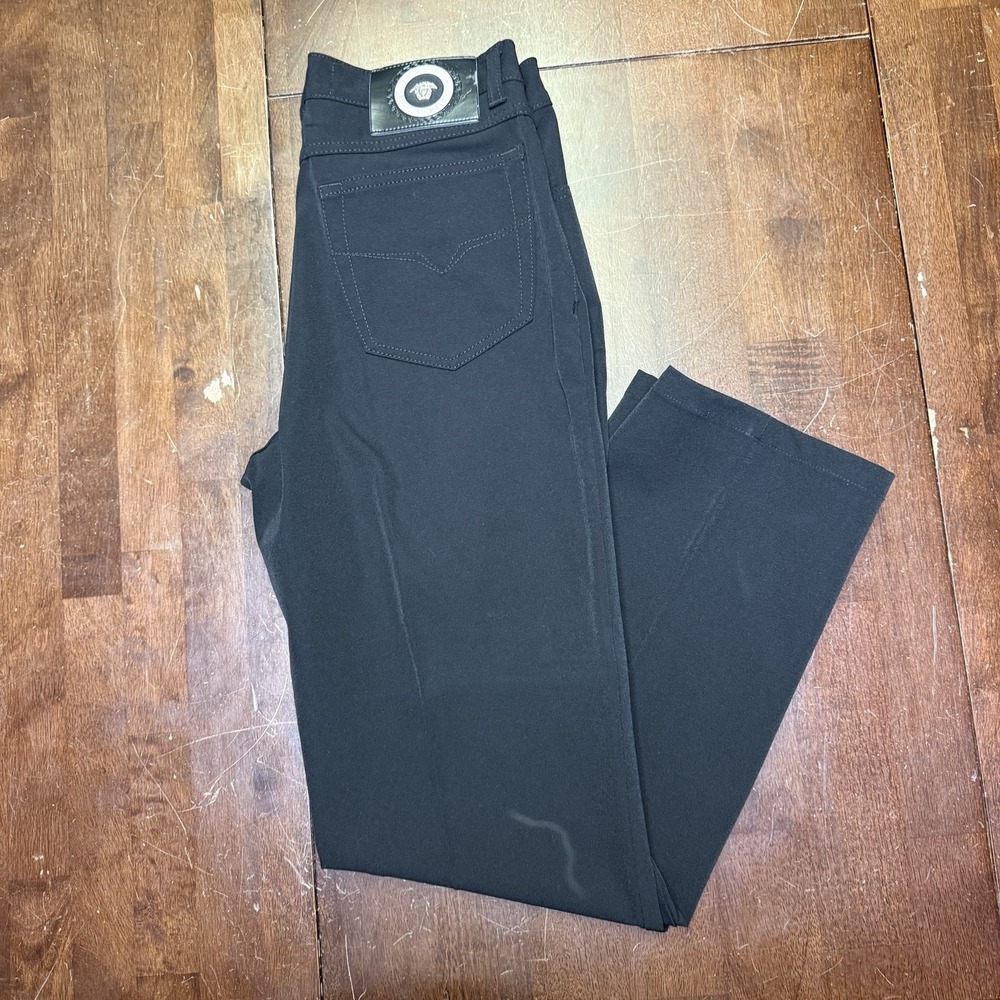 VERSACE Pants Jeans Couture Ittierre Size 30 28X28 Original Black‎ Nylon Spandex